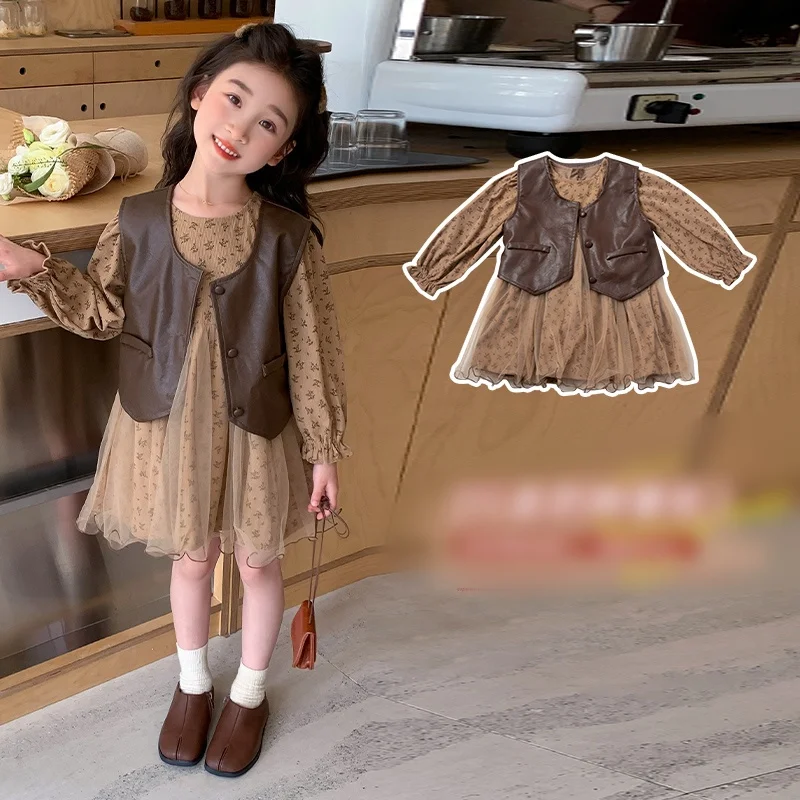 

Baby Girl Clothes Sets Size 2-9Y Kids Dresses Set Child 2-Pieces Of Vest Top+ Dress Bottom Style Clothing Sets Toddle Dress Suit