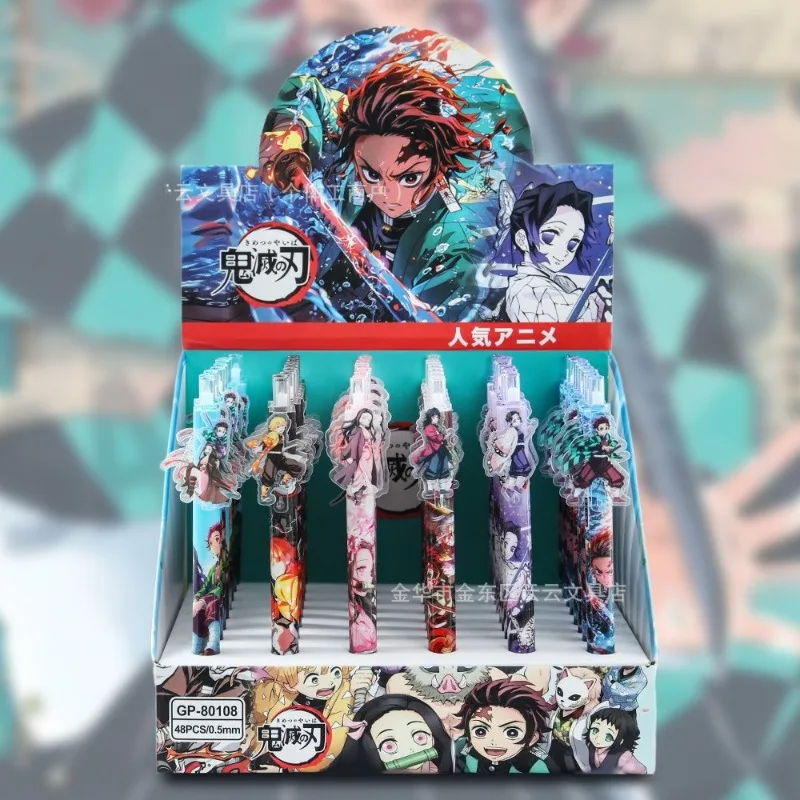 48 pièces/boîte Nouveauté Stylo Gel Anime Demon Slayer pour Étudiants, Fournitures Scolaires, Cadeau, Compagnon de Saison