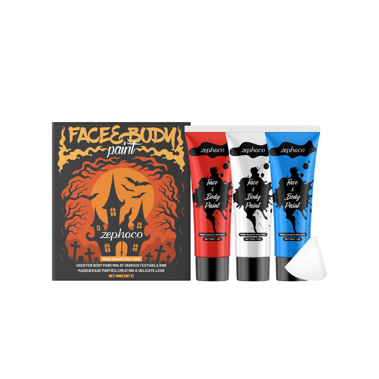 Kit di pittura per il viso e il corpo di Halloween per feste di compleanno di Halloween Trucco scenico Pittura creativa Trucco di colori ricchi Regalo di Halloween 90g