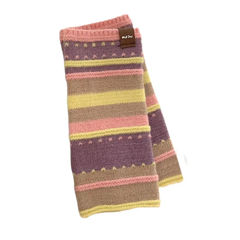 Herfst en winter verdikte warme halfpuntige geweven handschoenen voor vrouwelijke studenten om vingerloze polsbandje gekleurd te schrijven