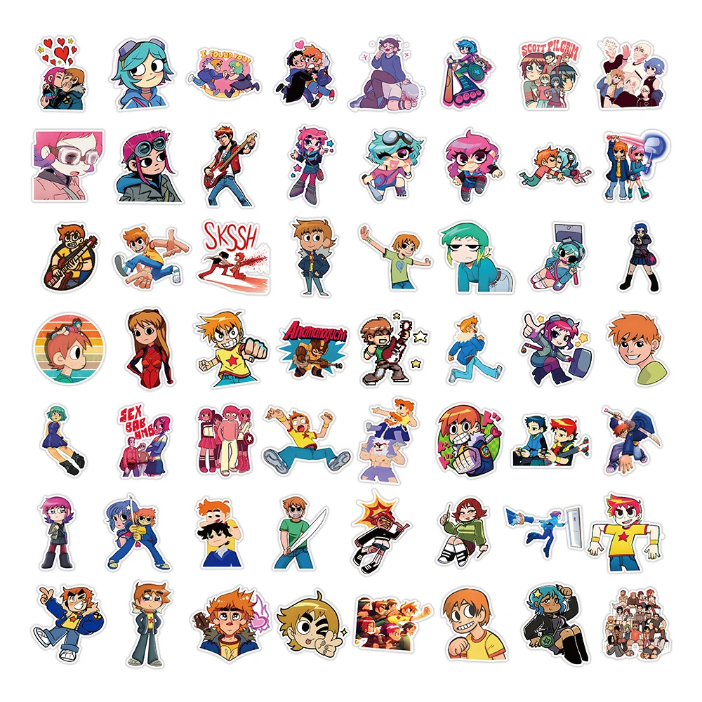 10/30/50pcs Cool Cartoon Anime Scott Pilgrim Waterproof Stickers Skateboard Fridge Laptop Travel Luggage Decoration Sticker Toys