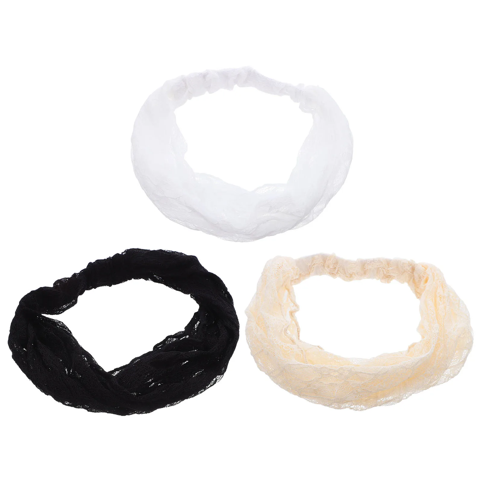 

3Pcs Lace Mesh Headbands for Women Breathable Stretchy Elastic Boho Bandana Hair Wrap Summer Hair Accessories Workout