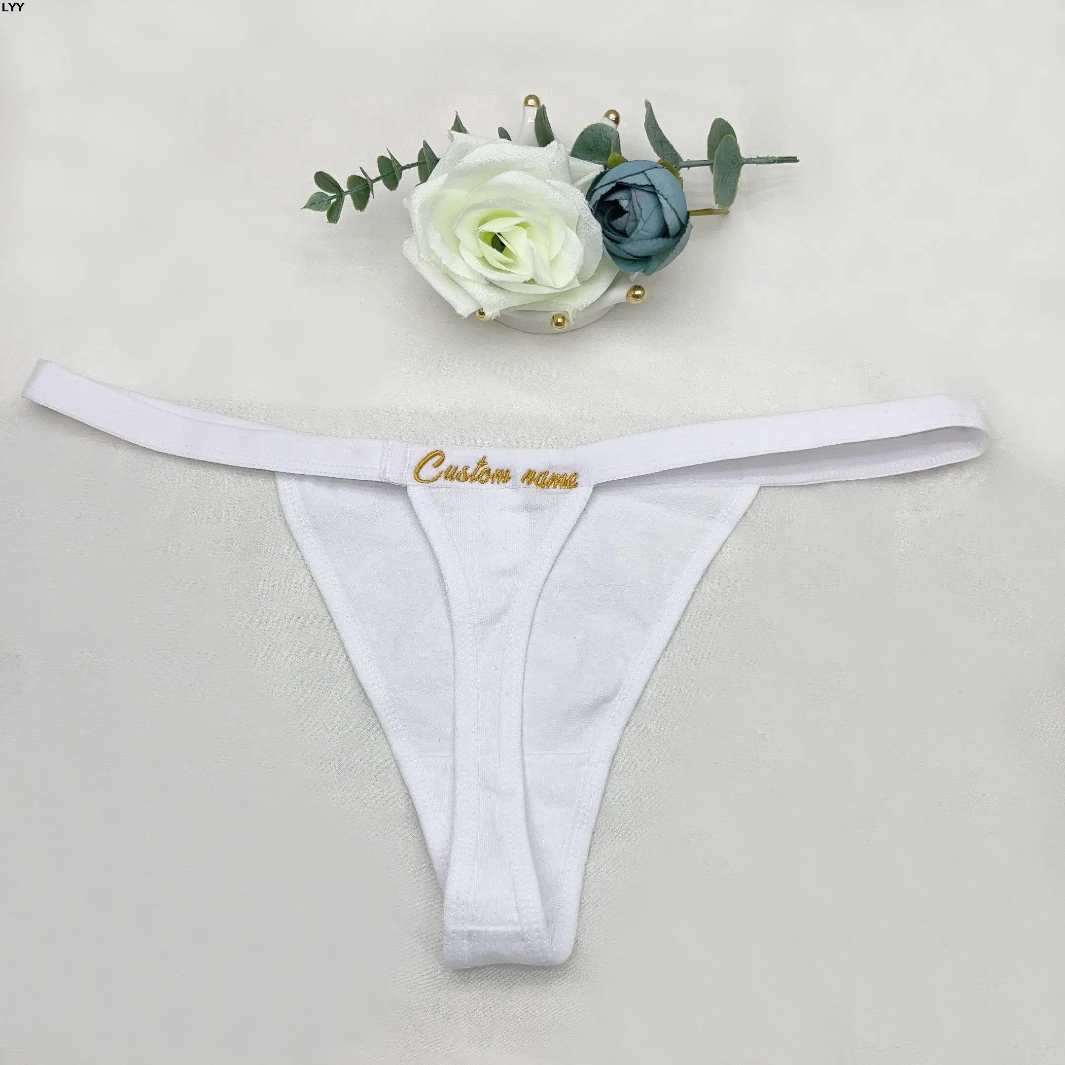 Embroidery Sexy Women Custom Letters Thong Boyfriend Name Jewelry Personalized G-String Side Tie Bikini Briefs Underwear Gift