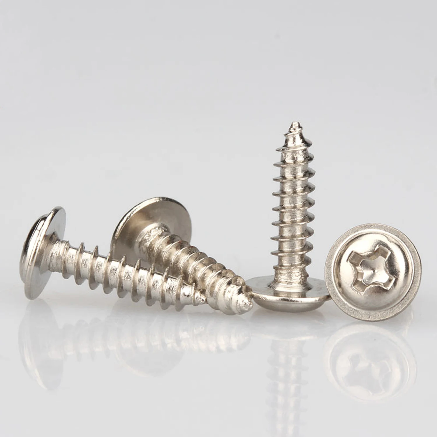 5-50PCS 304 Stainless Steel PWA Self-tapping Screw Cross Round Pan Head With Washer Collar Wood Screw M5