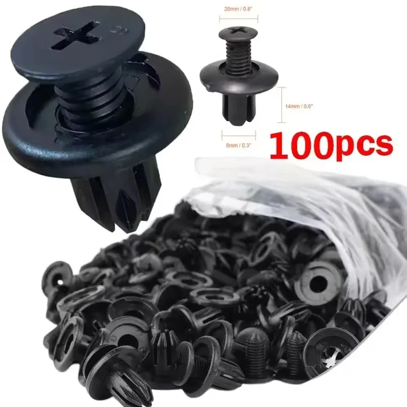 Nitki plastikowe 8mm, zatrzaski, śruby, czarne nity do zderzaków i błotników samochodowych, klipsy mocujące do samochodów Toyota, Focus, Kia, Nissan