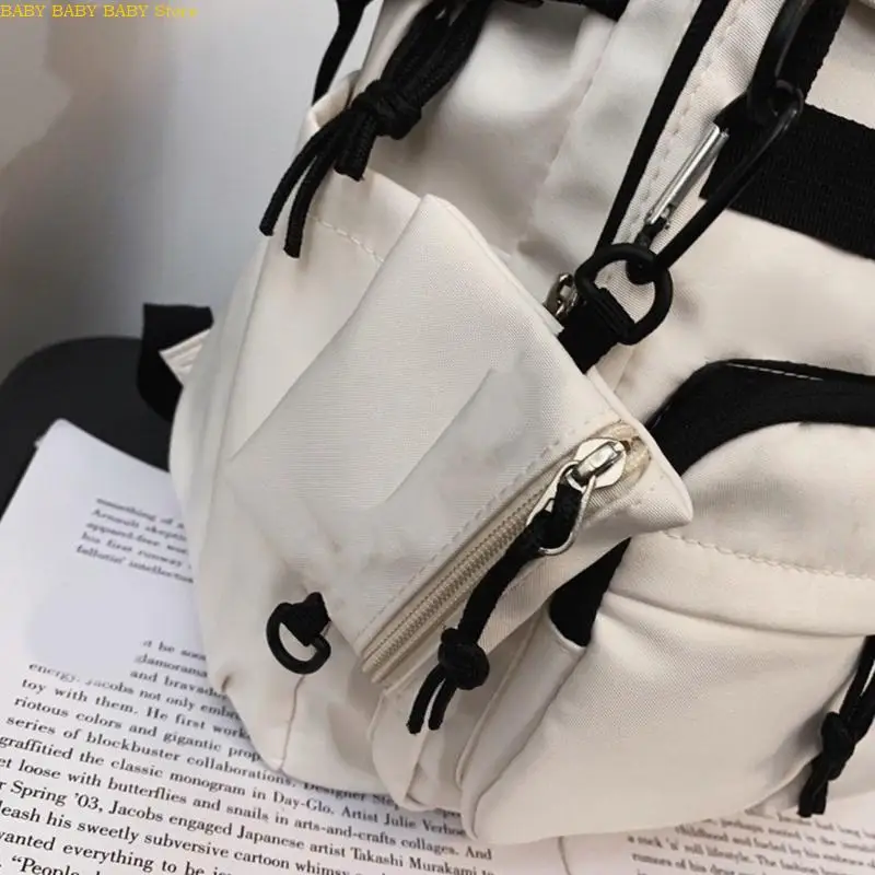 

Q81A Fashion School Bag for Middle School Student Simple Rucksack Large Capacity Nylon Backpack Book Bag Daily Use