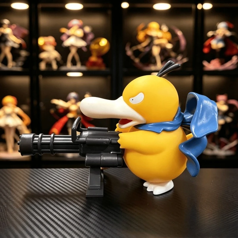 9/15cm Hot Anime Gatling Gun Psyduck Standing Posture Action Figure Collect Model Car Ornament Desktop Decor Toys Festival Gifts
