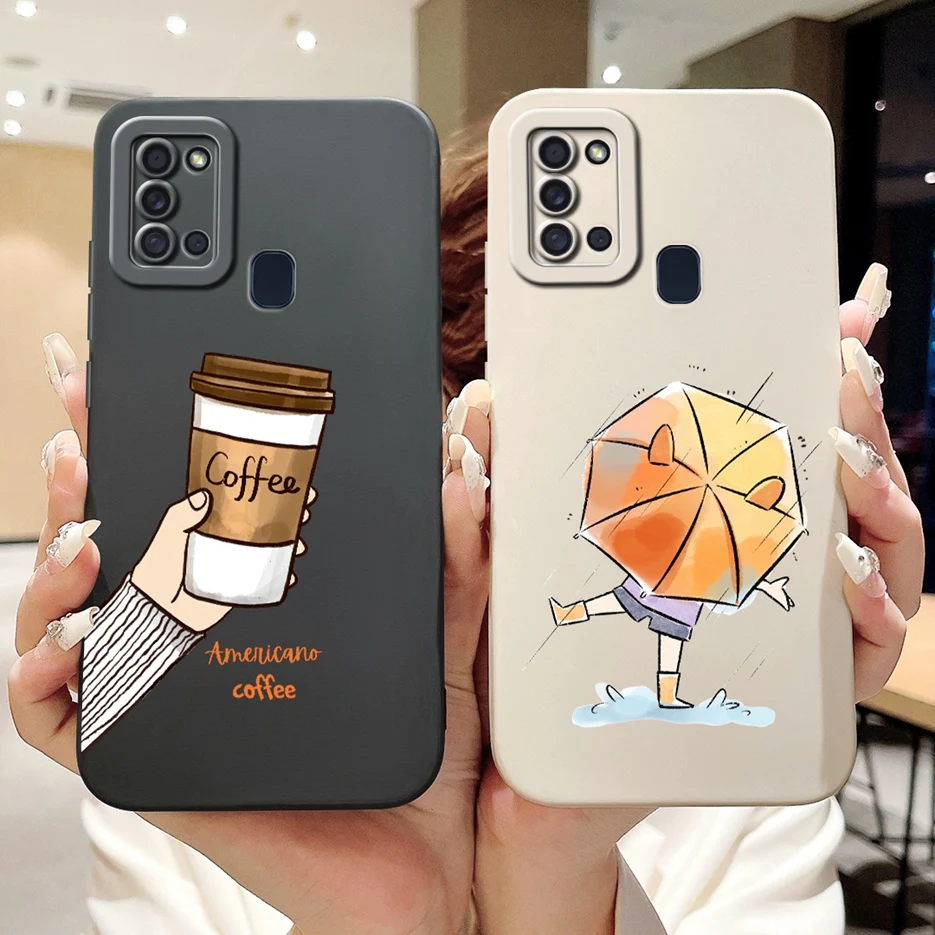 For Samsung Galaxy A21s Case SM-A217F Stylish Candy Painted Cover Soft Silicone Phone Case For Samsung A21s A 21 s Fundas Bumper