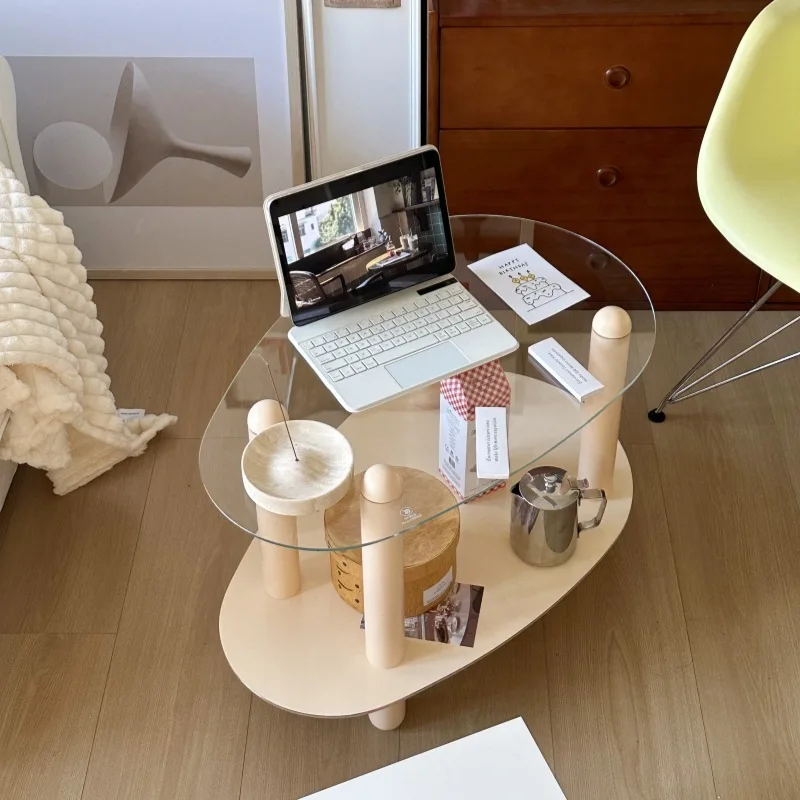 ss-Creative Water Drop Coffee Tables Nordic Home Living Room Simple Double Layer Special-shaped Table Light Luxury Side Tables