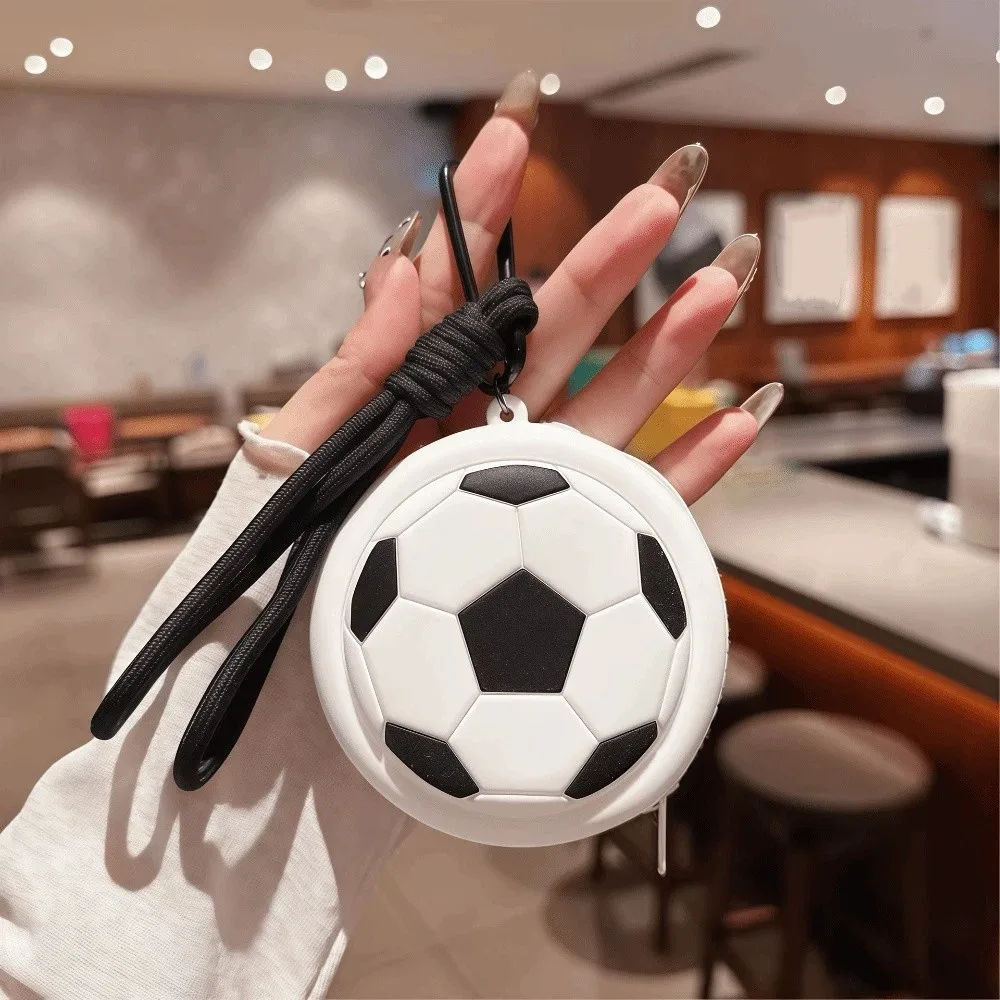 Cartoon Sporty Ball Shaped Coin Purse Waterproof Basketball Headphone Pouch Small Size Trendy Storage Bag Sports Accessory