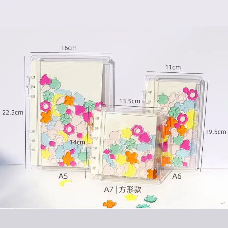 A5/A6/A7, акриловая прозрачная цветная обложка, переплетенная книга с цветами/сердцем и листьями, Прозрачная Обложка для школы и офиса, блокнот