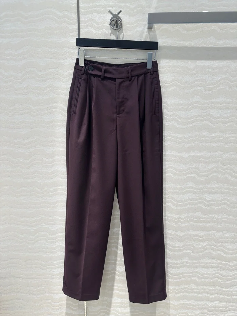 

2024 autumn new high-quality casual casual style with side waist cutting, high-end spun suit, straight leg pants, slim fit