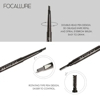 Focallure Velkoobchodní tužka na obočí 3 barvy pero na obočí profesionální oční make-up nástroje na zvětšení obočí 10 nejlepší prodej focallure make-up - №5