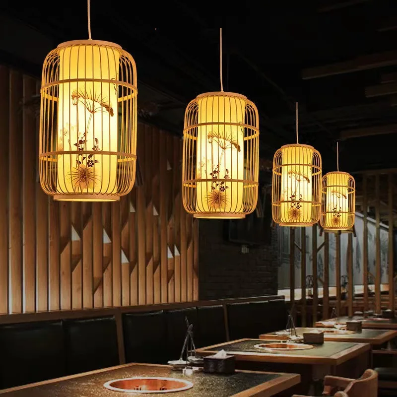 Woven Lanterns And Pendant Lights Chinese Hot Pot Restaurant Restaurant Bamboo Lamp Shop Homestay Tea Room Japanese Lighting