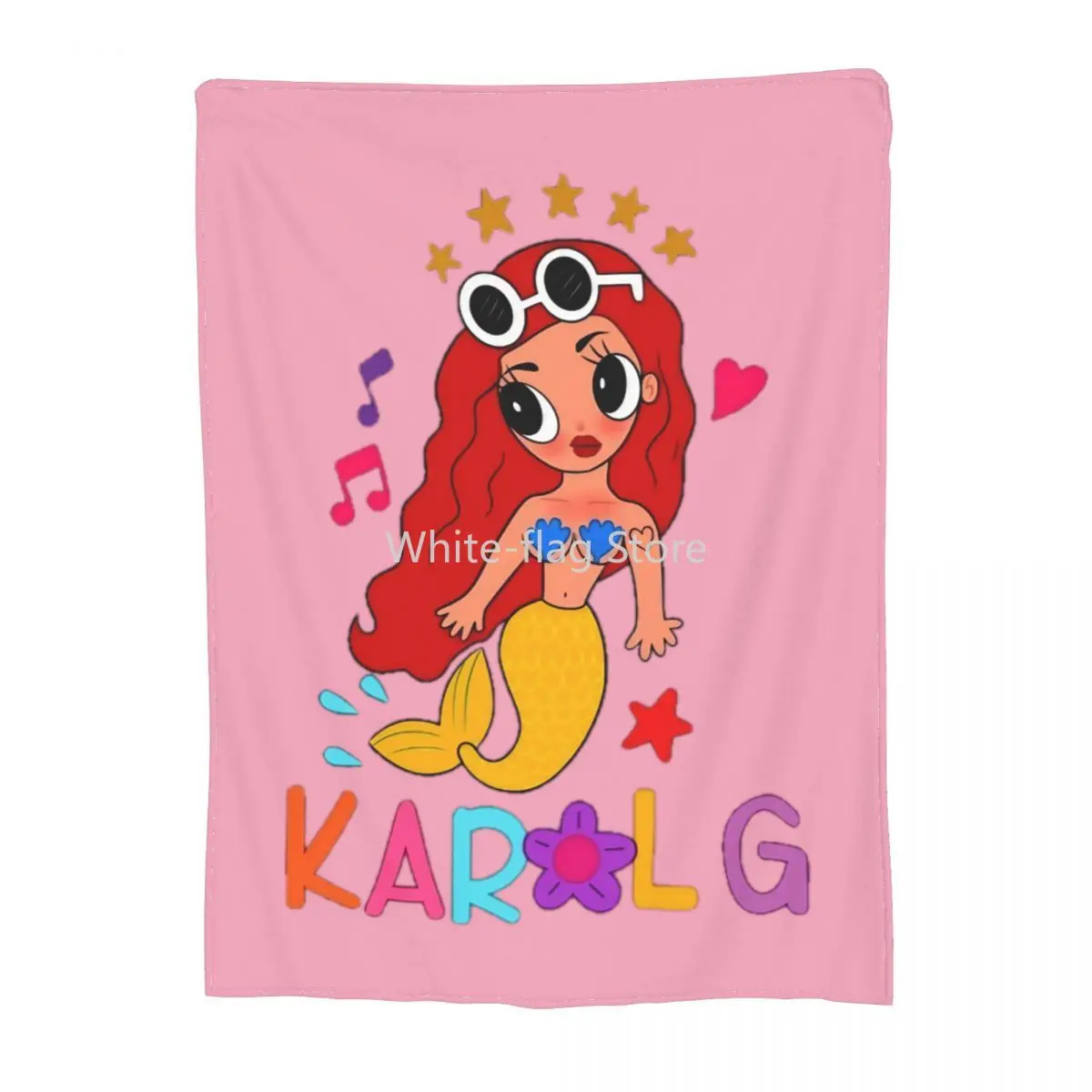 

Karol G Mermaid Blanket Fleece Printed Bichota Season Cozy Lightweight Thin Throw Blankets for Bed Office Plush Thin Quilt