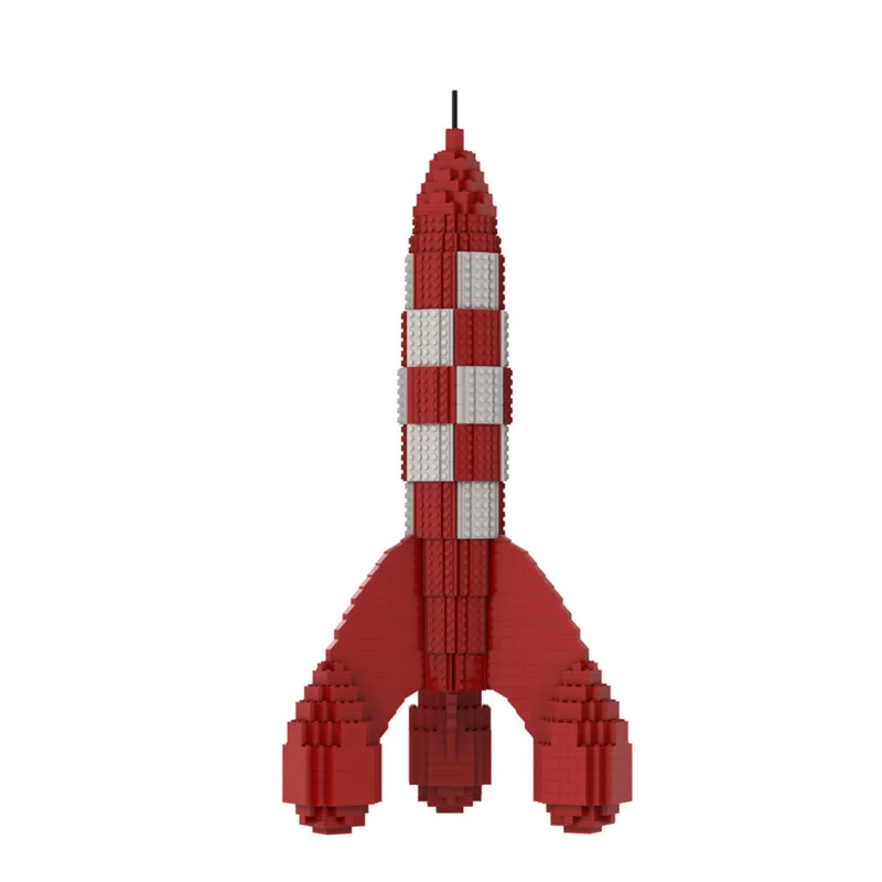 MOC Red Adventure Travel Moon Rocket Buliding Block Kit Space Rocket Bricks Brain Game Assemble Toys for Children Birthday Gift