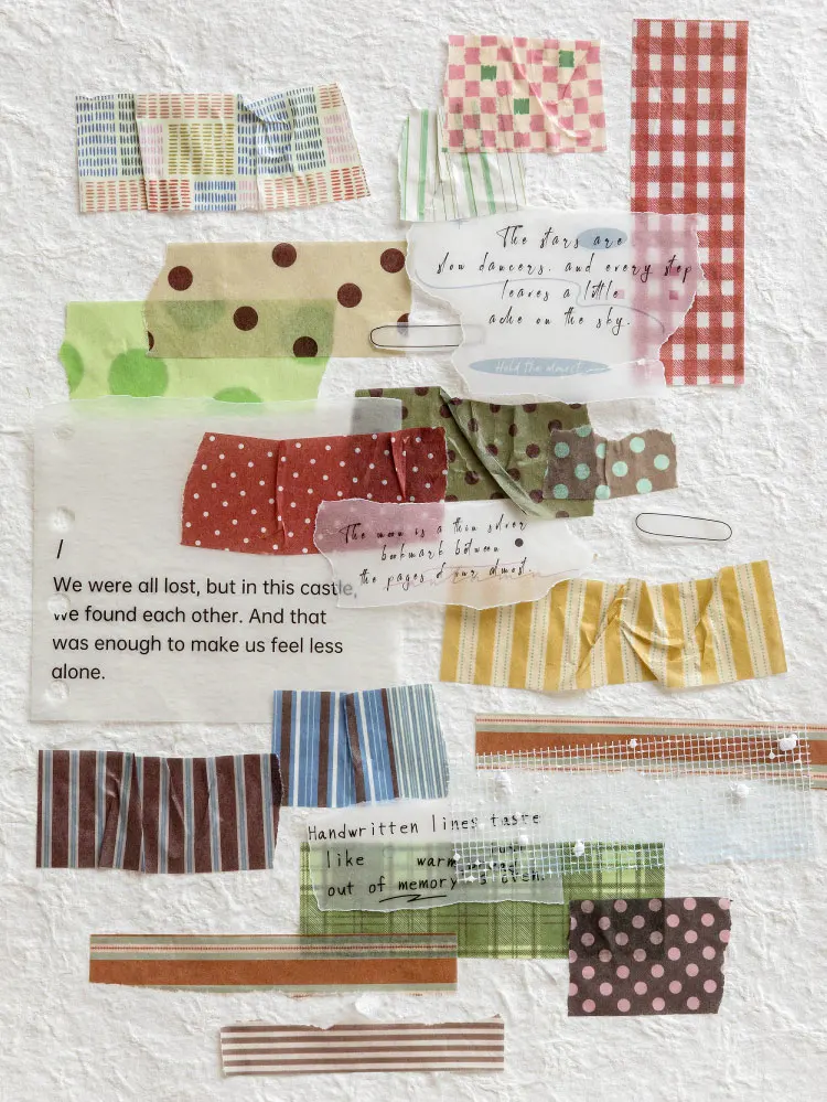 50 Blatt Vintage Washi-Papier-Stickerbuch, Grundfarben-Gittermuster, Scrapbooking, Junk Journal, Deko-Sticker – Detail 6