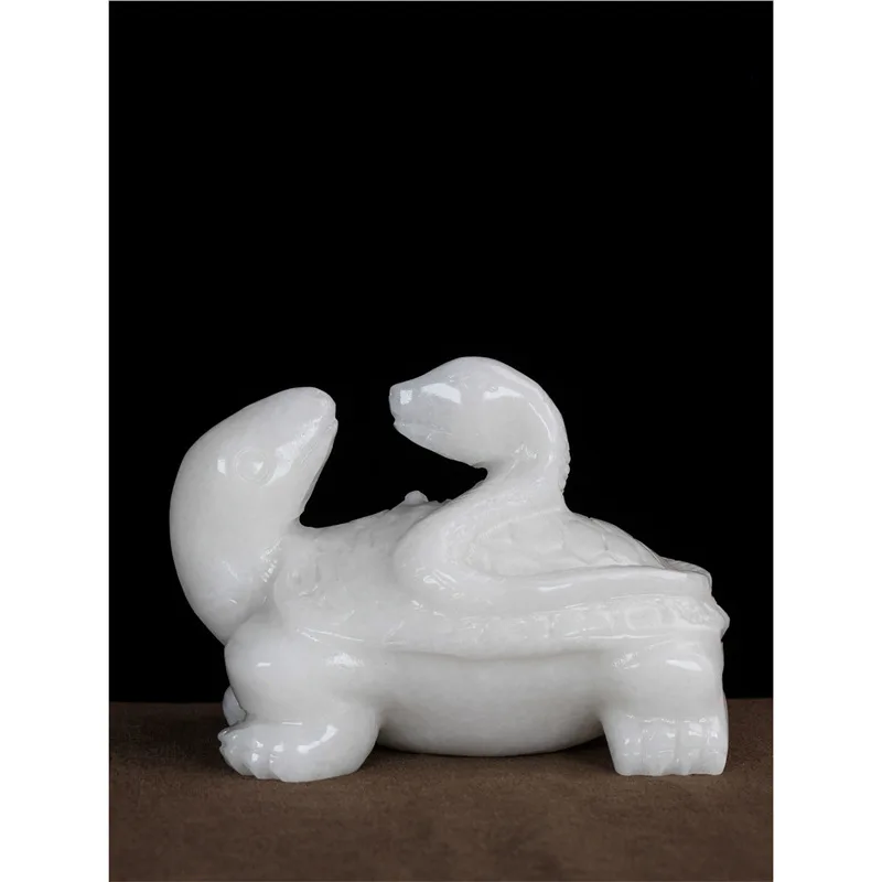 Natural white jade basalt ornaments for home entrance decoration, living room, office, snake and other mythical creatures, house