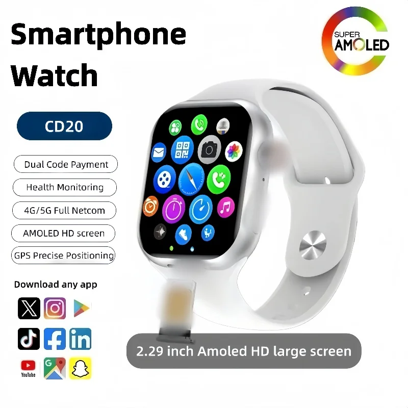 

CD20 Smart Watch 5G Android 10.0 Smartwatch With 180° Rotary Camera GPS WIFI HealthSmartwatch