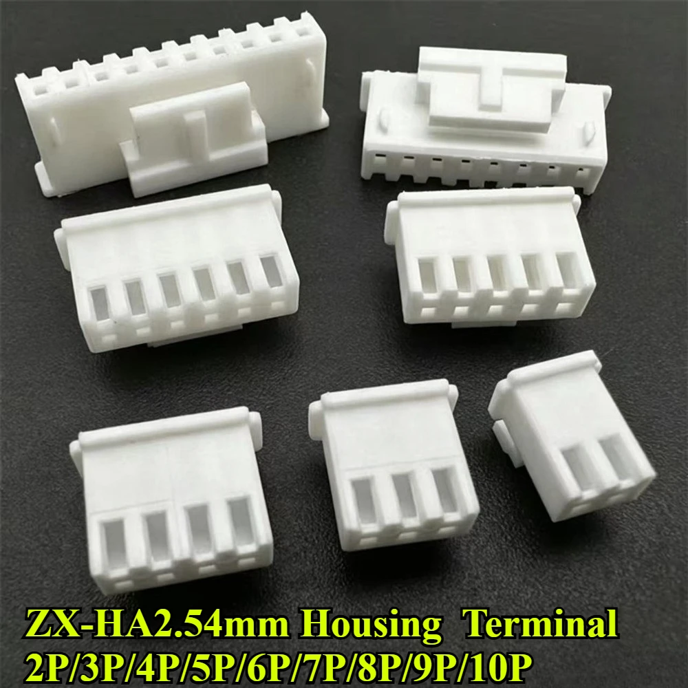 100/300Pcs/lot ZX-HA2.54mm Housing 2P/3P/4P/5P/6P/7P/8P/9P/10P Plastic Shell With Buckle Plug JK Terminal Connector