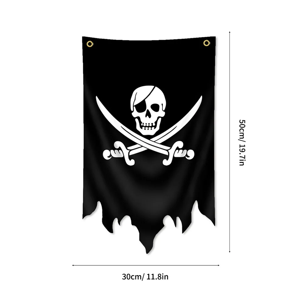 30X50 سنتيمتر جولي روجر القراصنة الأسود Blackjack العلم البوليستر المطبوعة راية نسيج جاك رفخام الجمجمة العظام أعلام هالوين ديكور