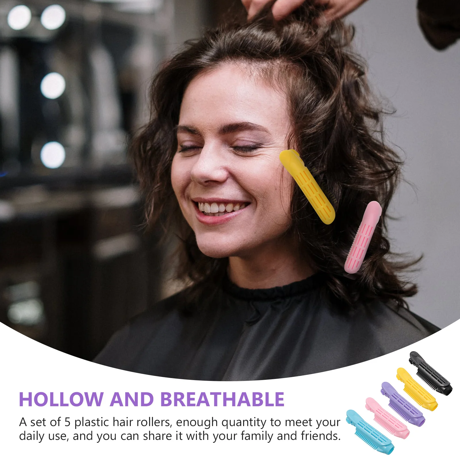 

5 шт., инструмент для завивки волос, пластиковые ролики с прочными зажимами для длительных волн, пластиковые бигуди без повреждений