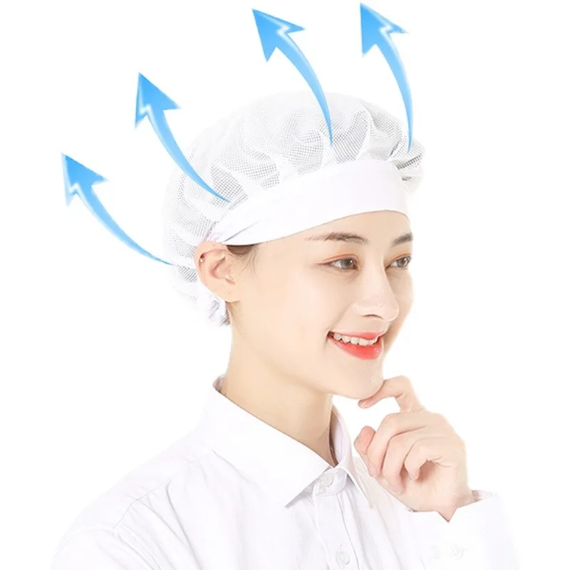 Gorro de trabajo de algodón a prueba de polvo para hombre y mujer, gorro de Chef de cocina, redes para el cabello para servicio de comida, redes para el cabello incluidas elegantes, Ropa de Trabajo