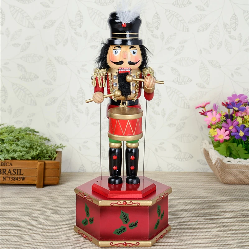 D335 Movable doll puppets 32CM handmade painted music nutcracker , Christmas gift Hand-painted
