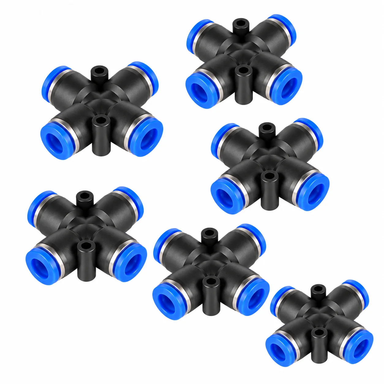 1PCS PZA Pneumatic 4 Way Quick Connector 4-12mm OD One Touch Push In Air Distributor Hose Tube Manifold Fitting Coupling Adapter