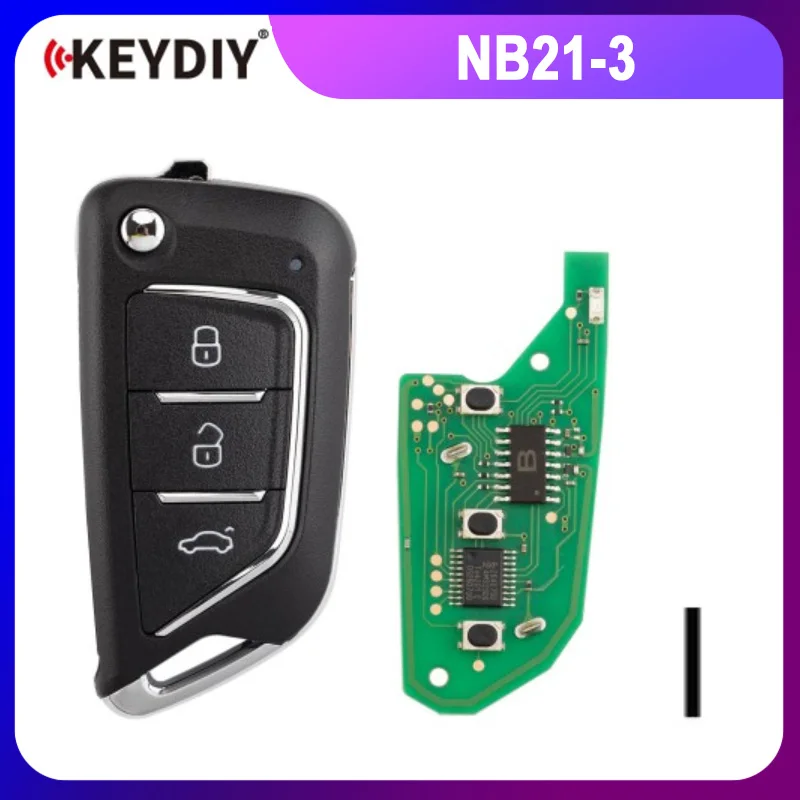 KEYDIY KD NB21-3 Universal Flip Remote Key 3 Buttons Knife Type Compatible Replacement