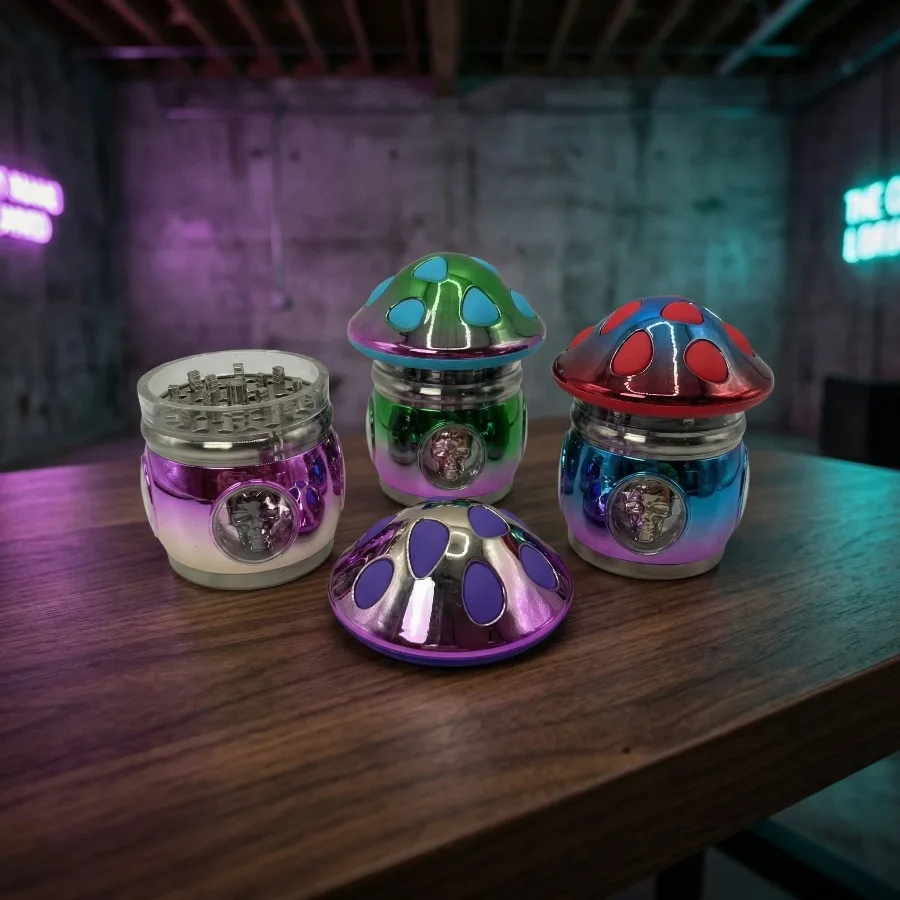 Metal Mushroom Herb Grinder 4-layers-Manual Spice Pepper Mill Salt Mortar  Grass Tobacco Grinder Cigarette Smoking Tool Gift