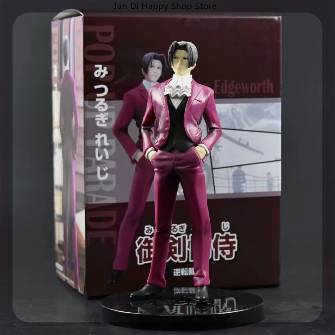 28cm Phoenix Wright Miles Edgeworth Standing Position Anime Figure Model Statue Boys Collection Desktop Decoration Ornament Toys