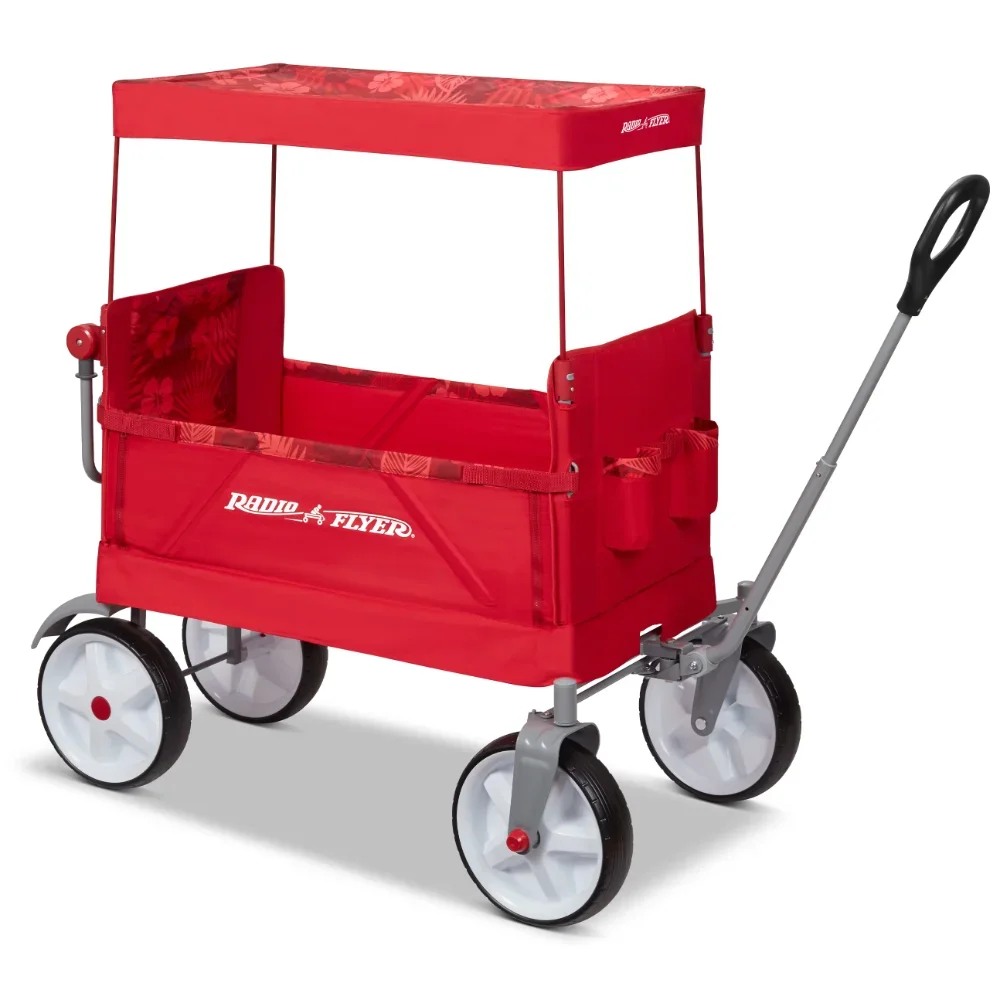 

Camping Wagon Trolley Carts Hiking Beach & Boardwalk EZ Fold Wagon, Recycled Fabric, Red,freight free