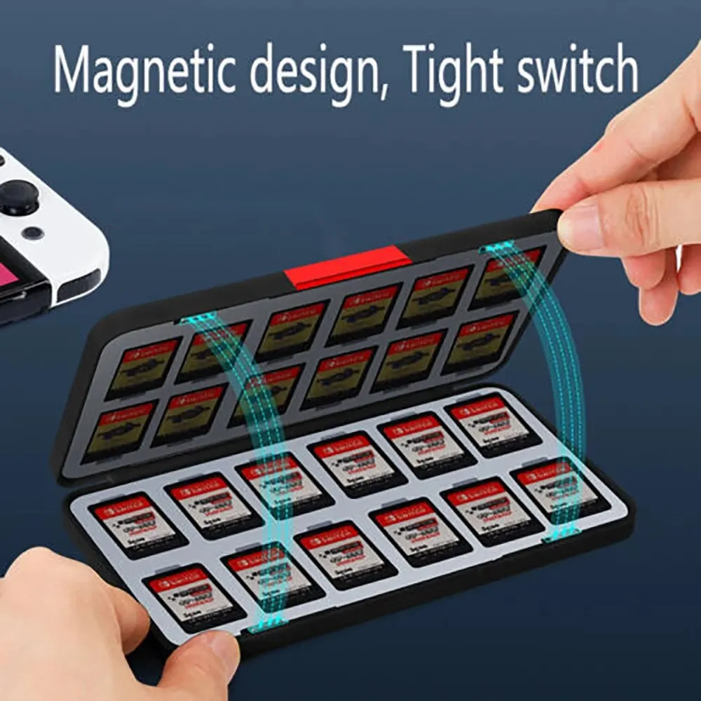 ニンテンドースイッチ用データカエルカードホルダー,チップ収納ボックス,ゲームケース,OLEDカートリッジボックス,24 in 1