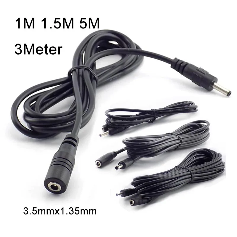 1/1.5/3/5M Power Cable Male Female DC 5-24V Extension Power Cord Adapter 3.5mmx1.35mm Connector for CCTV Cable Security Camera D