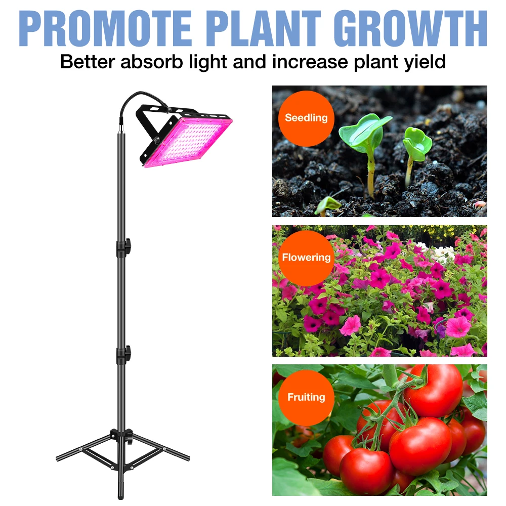 100W LED Full Spectrum Grow Lights Indoor Phytolamp IP65 Waterproof Hydroponics Growing System 220V LED Plants Cultivation Light