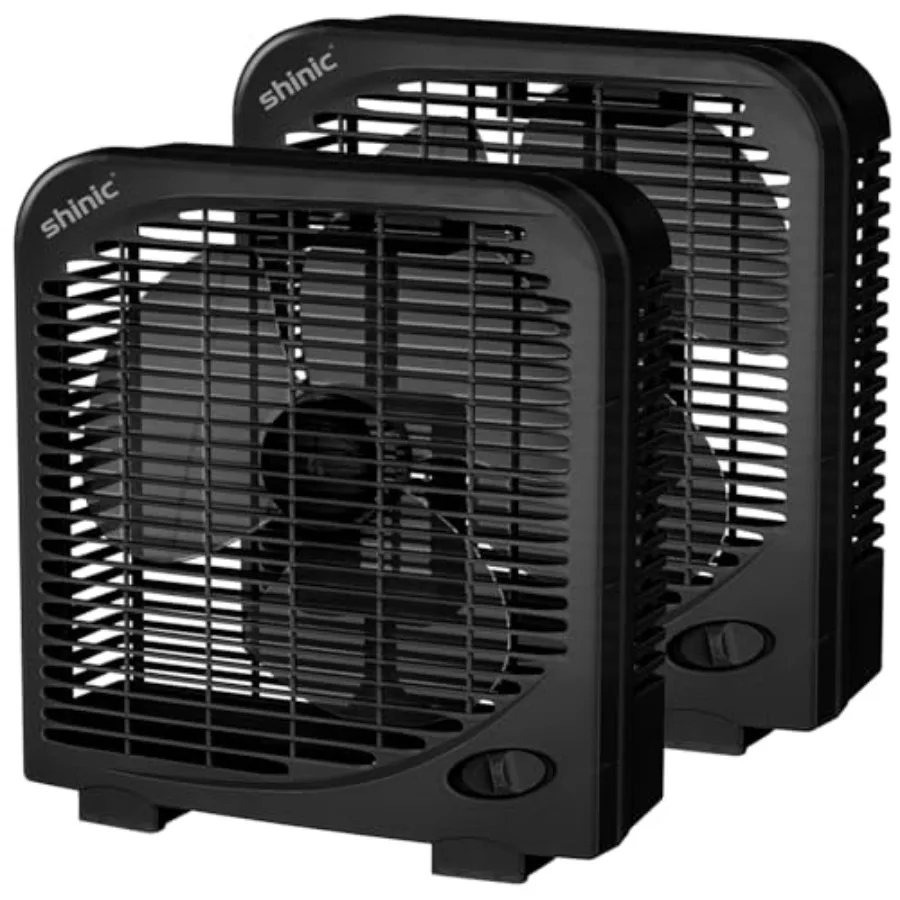

2 Packs 10" Tabletop Box Fan 2 Speeds Quiet Table Fans with Strong Airflow Energy Efficient Small Box Fan Portable Kitchen Exha