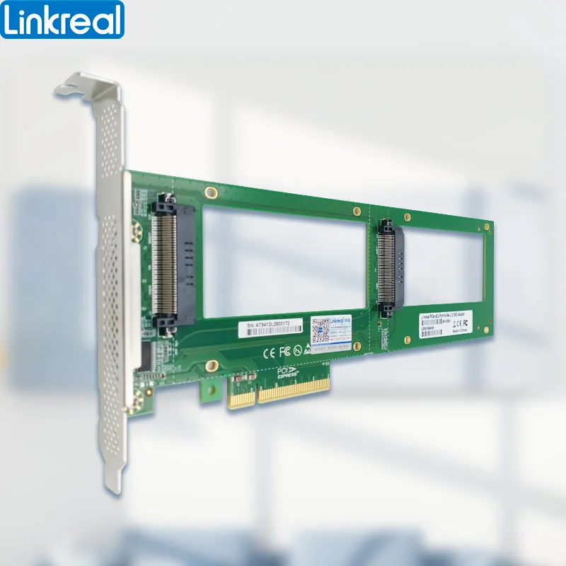 Linkreal 2X U.2 SFF-8639 SSD a PCI Express 3,0 Gen 3 X8 tarjeta U.2 NVMe SSD Adapter-LRNV94N8