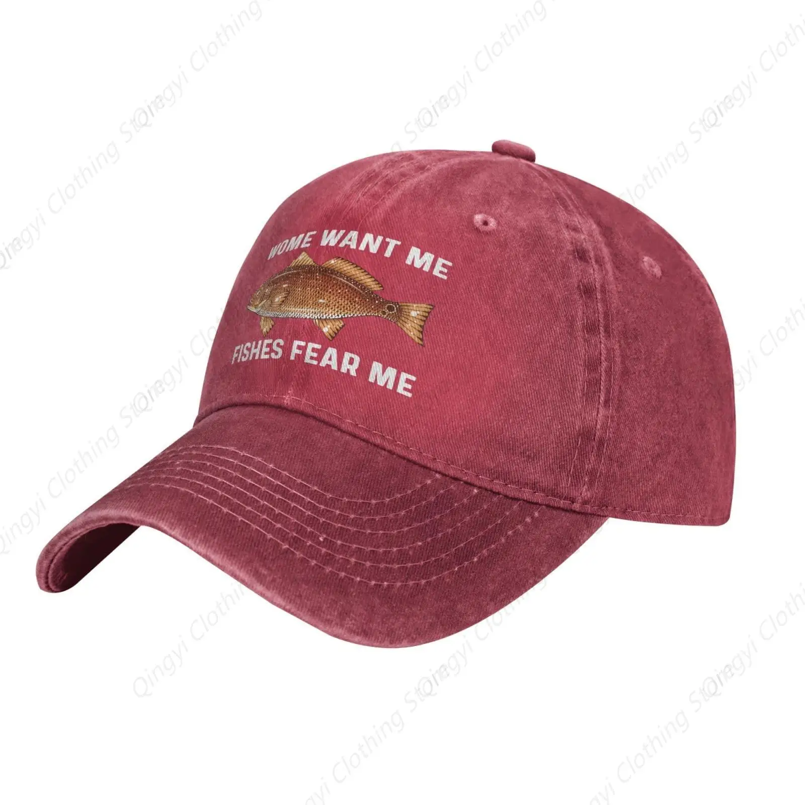 Funny Fishing Hat Women Wants Me Fishes Fear Me Hat Women Baseball Cap with Design Hat Red