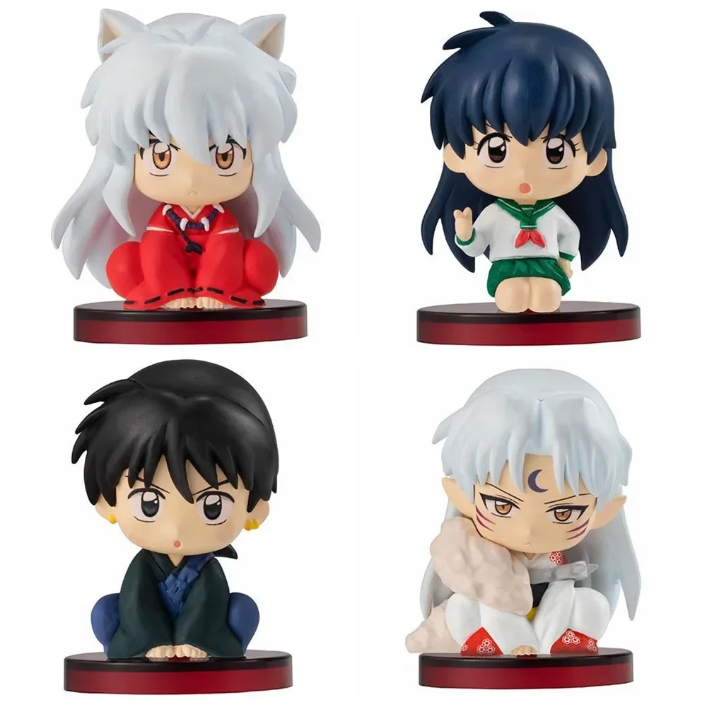 4pcs/Set Anime INUYASHA Figure Toy Kikyo Sesshoumaru Higurashi Kagome Cartoon Doll Kids Gift