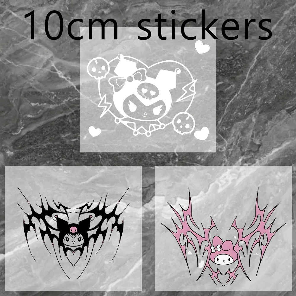 

Kuromi Stickers Car Water Cup Cartoon Characters Decor Patch Kawaii Girl Windows 10cm Room Dress Up Tags Paster Decals Gift