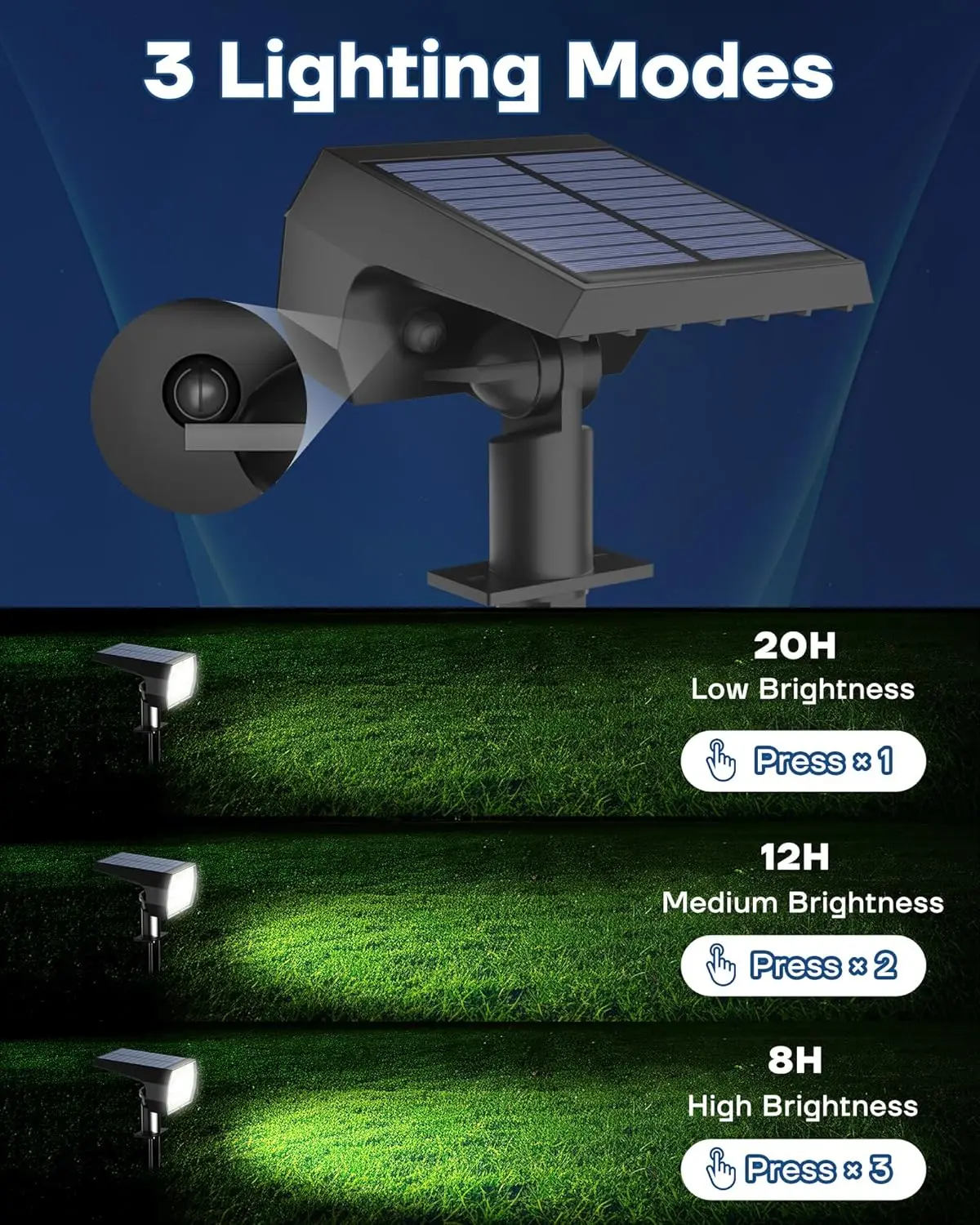Wasserdichte Solarstrahler mit 3 Helligkeitsmodi, 56 LEDs für die Gartenbeleuchtung im Freien