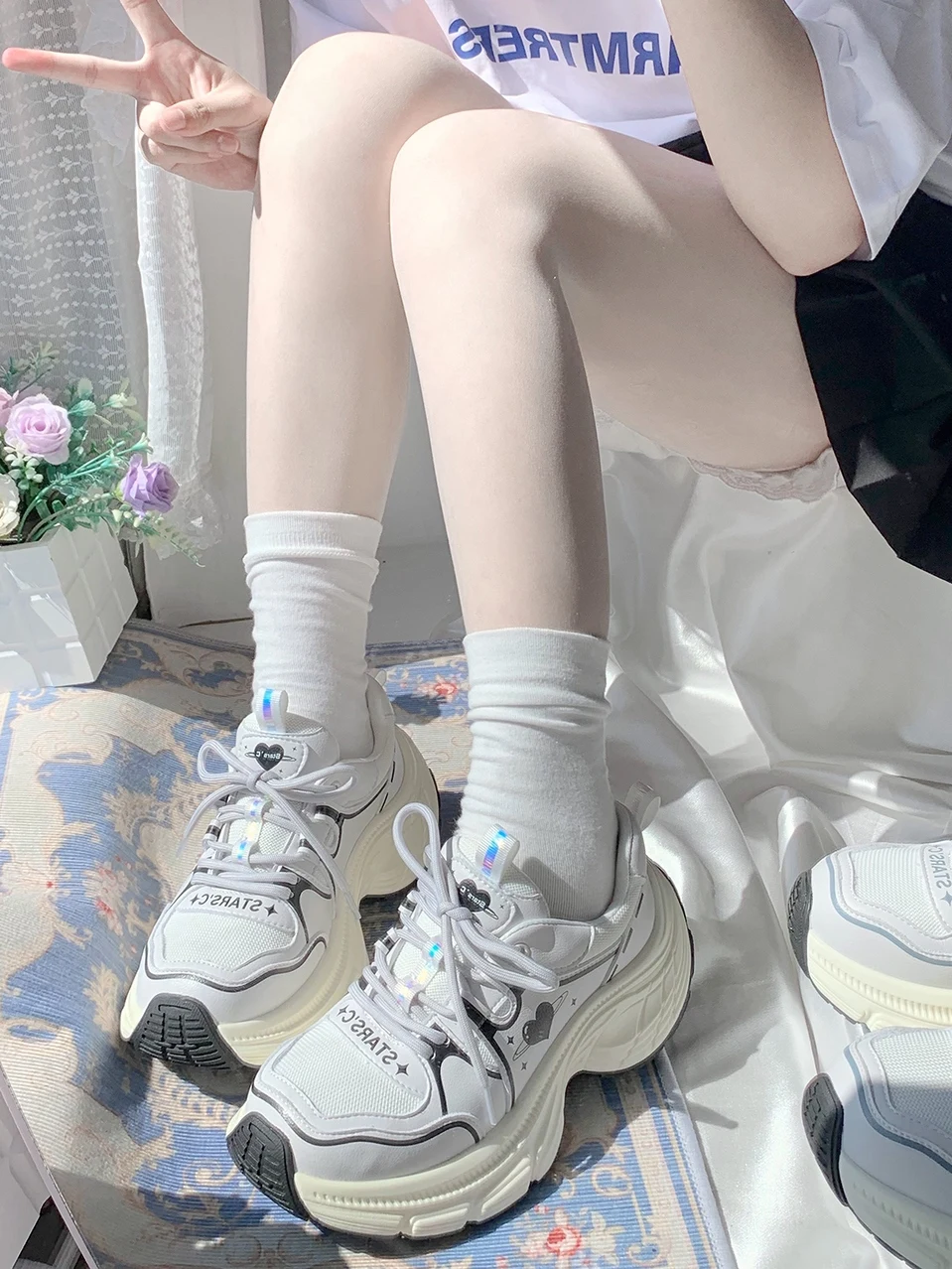 Cos Comic-Chaussures en maille respirante, Star Crown Dad, Love Anime Optics Sole, Lolita Sneakers, Summer New Line, 2024