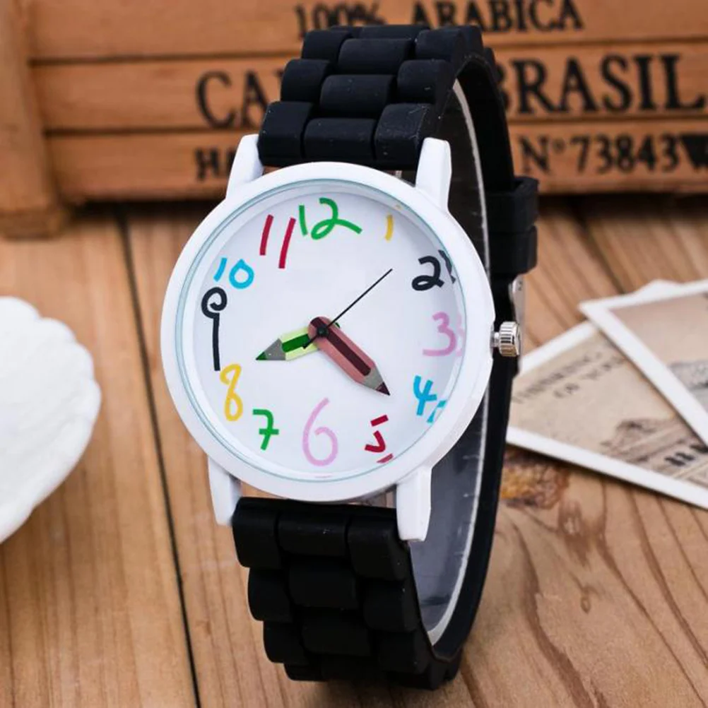 1Pcs Creative Pencil Watch Cartoon Children Wristband Durable Easy Wear Kids Birthday Gift Black Cartoon Children Watch