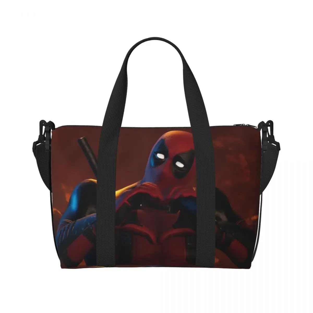 Custom Deadpool Heart Beach Tote Bag Women Large Compartment Gym Beach Travel Bags