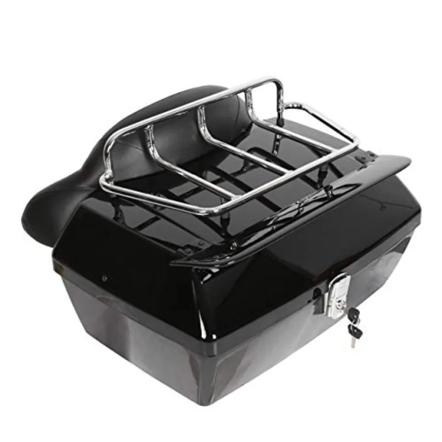 

Motorcycle trunk for touring and commuting ABS plastic black 50L capacity with integrated taillight backrest and luggage rack c