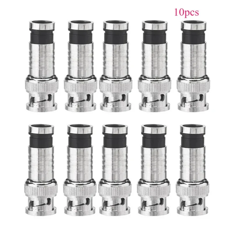 10 pcs BNC Compression Connector for Coax RG59  RG60 Cable CCTV Cameras
