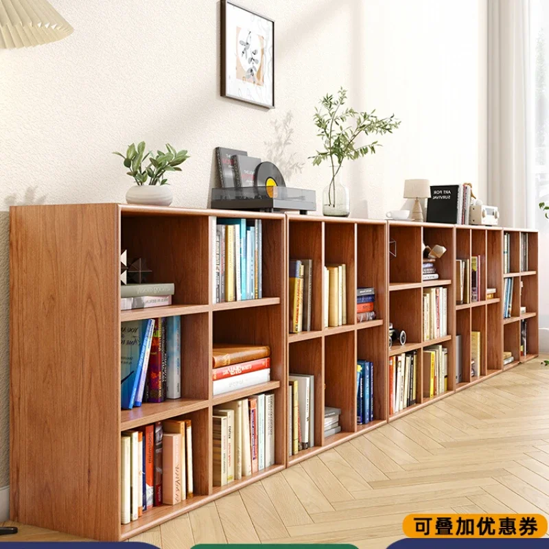 

Free combination lattice cabinet, floor to floor low cabinet, Japanese walnut cherry wood bookshelf, storage rack, Nordic