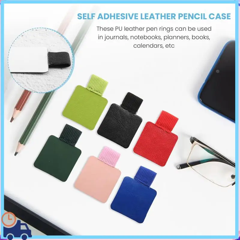 Latest 12 Pcs Self-Adhesive Notebook Pen Loop Holder Set,Faux Leather Pen Holder With Elastic Loop For Pens