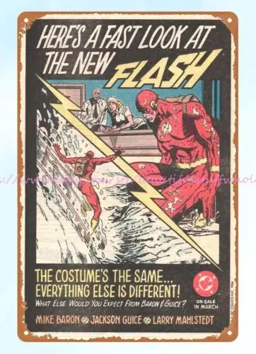 1986 New Flash comic ad Mike Baron Jackson Guice metal tin sign kitchen decor